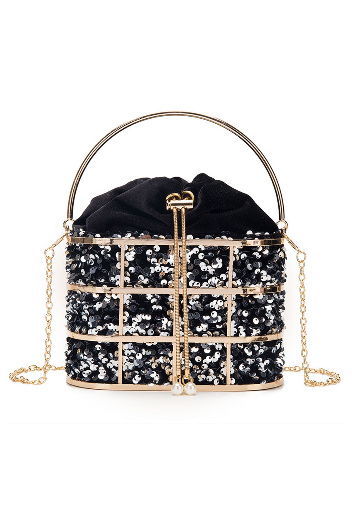 Sac Holli à sequins en velours noir