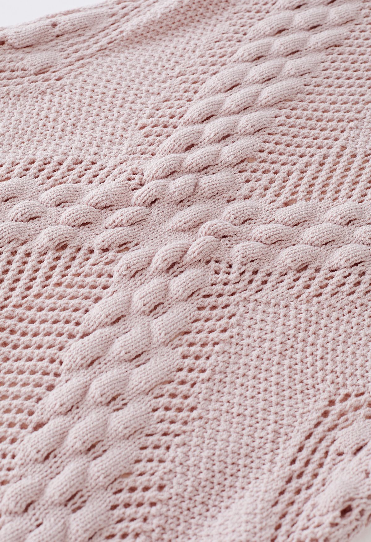 Ensemble débardeur et jupe en maille pointelle gaufrée en vieux rose