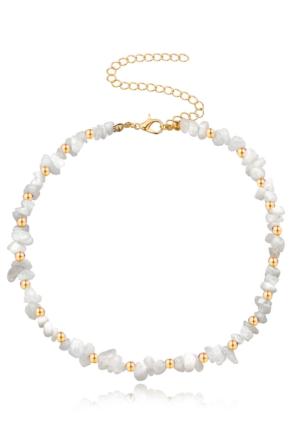 Collier en pierre naturelle irrégulière en blanc