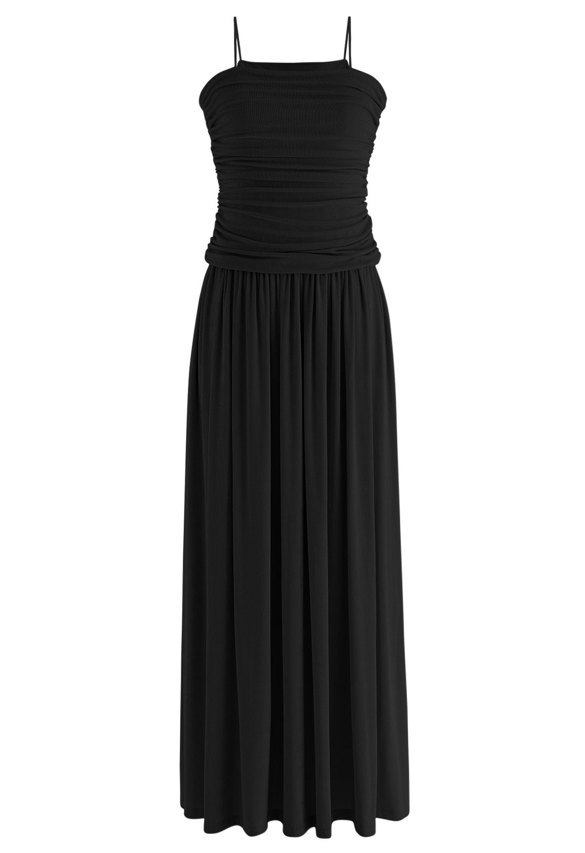 ROBE MAXI CARACO ÉLÉGANCE FRONCÉE EN NOIR