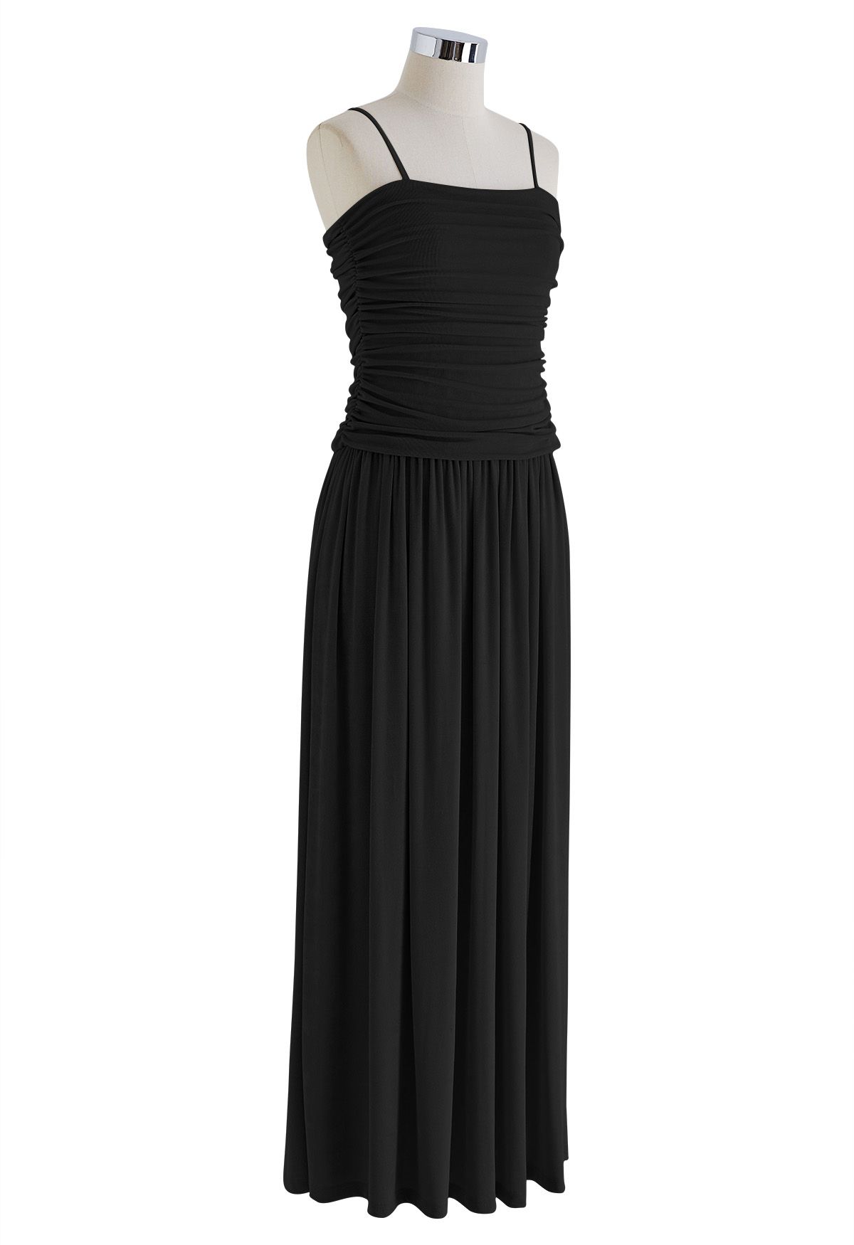 ROBE MAXI CARACO ÉLÉGANCE FRONCÉE EN NOIR