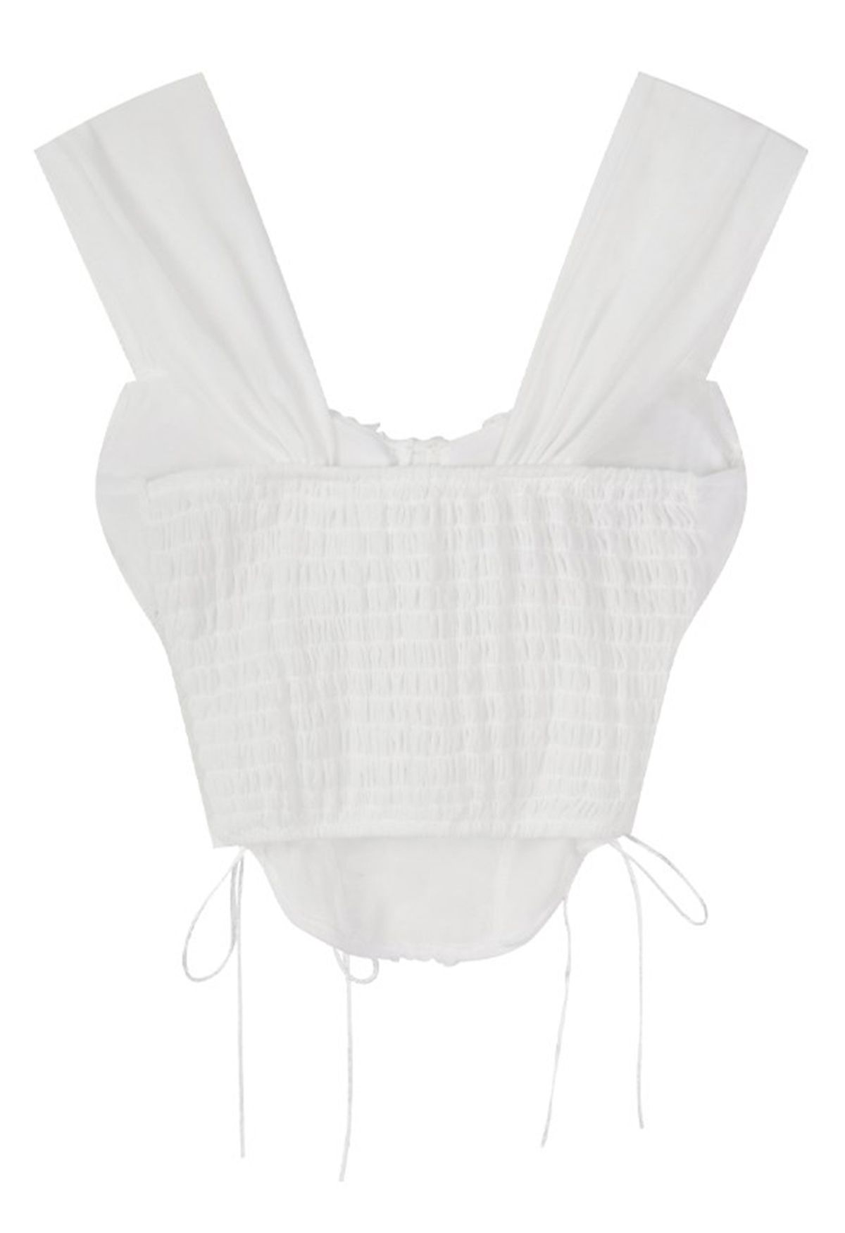 Crop top bustier à lacets fleur 3D en blanc