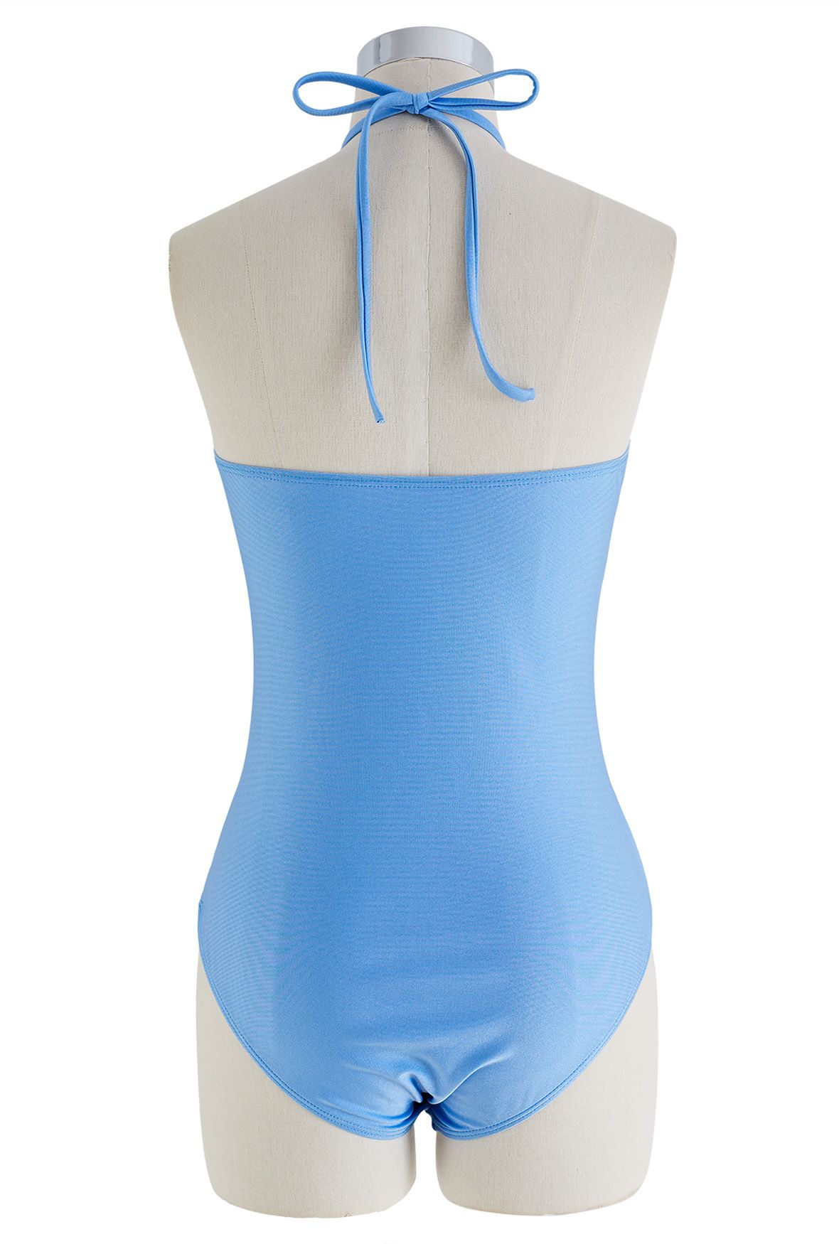 Maillot de bain à découpes croisées et dos nu en bleu