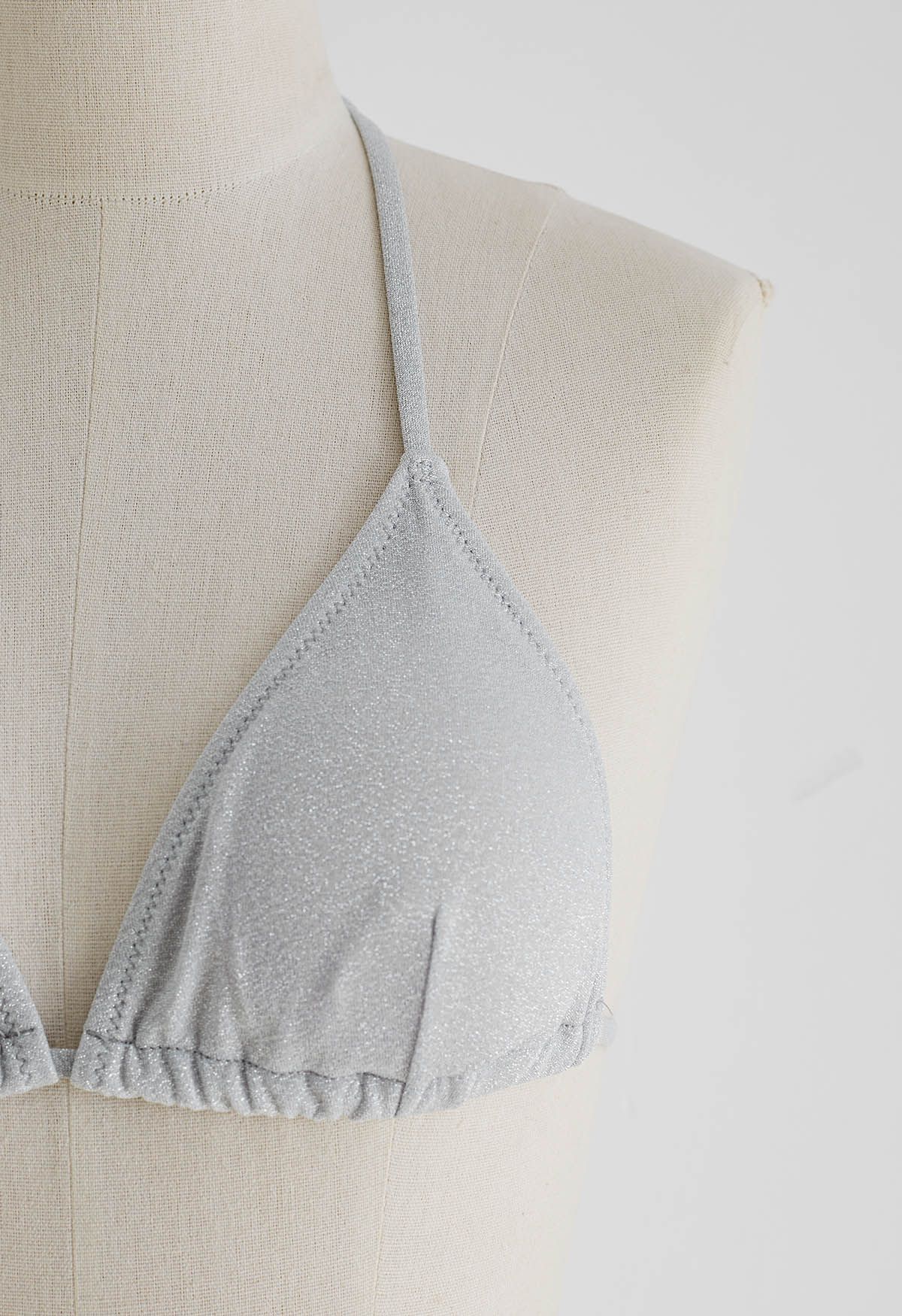 Ensemble de bikini à nouer métallisé éblouissant en gris