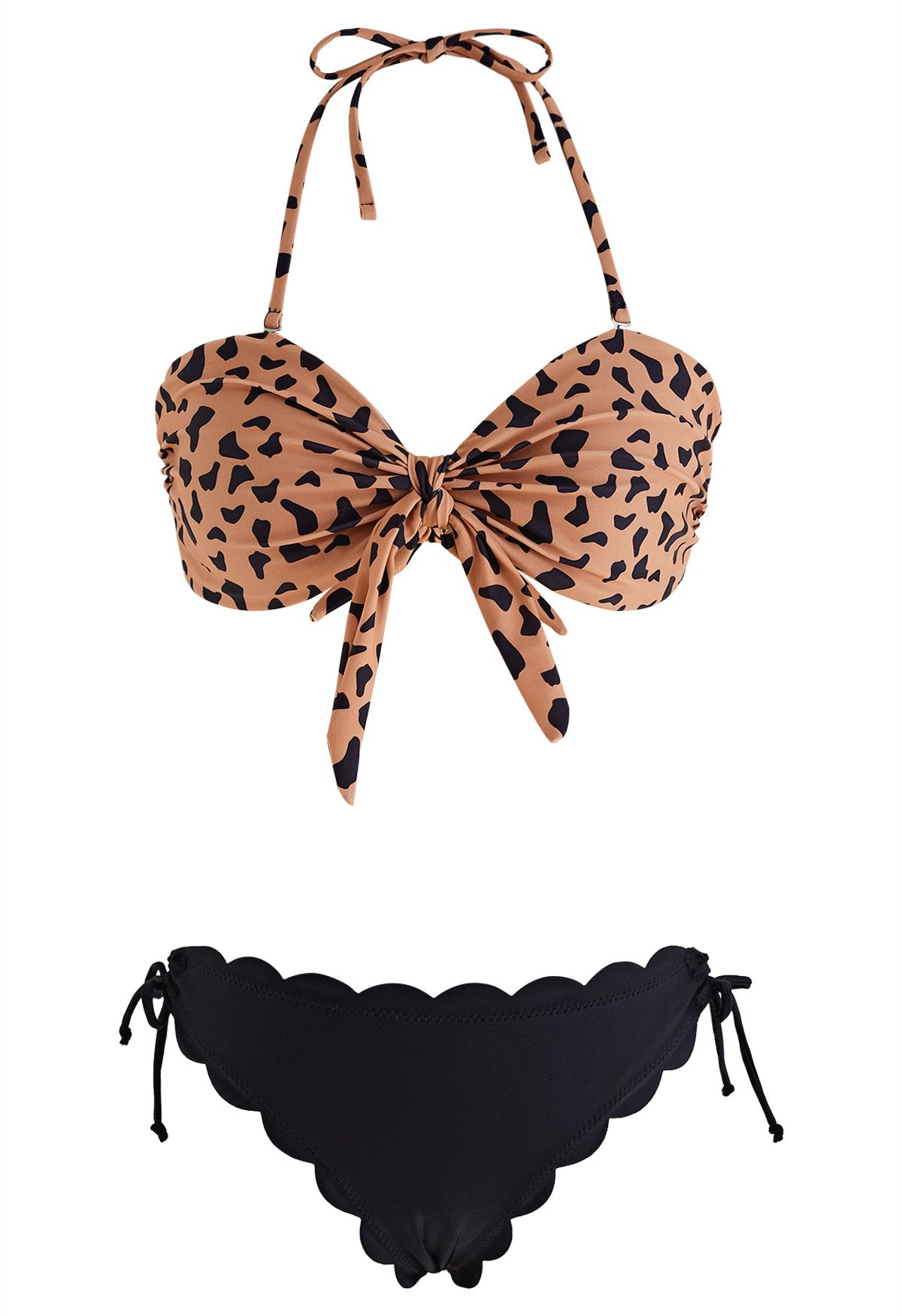 Ensemble de bikini nœud papillon imprimé tigre sauvage