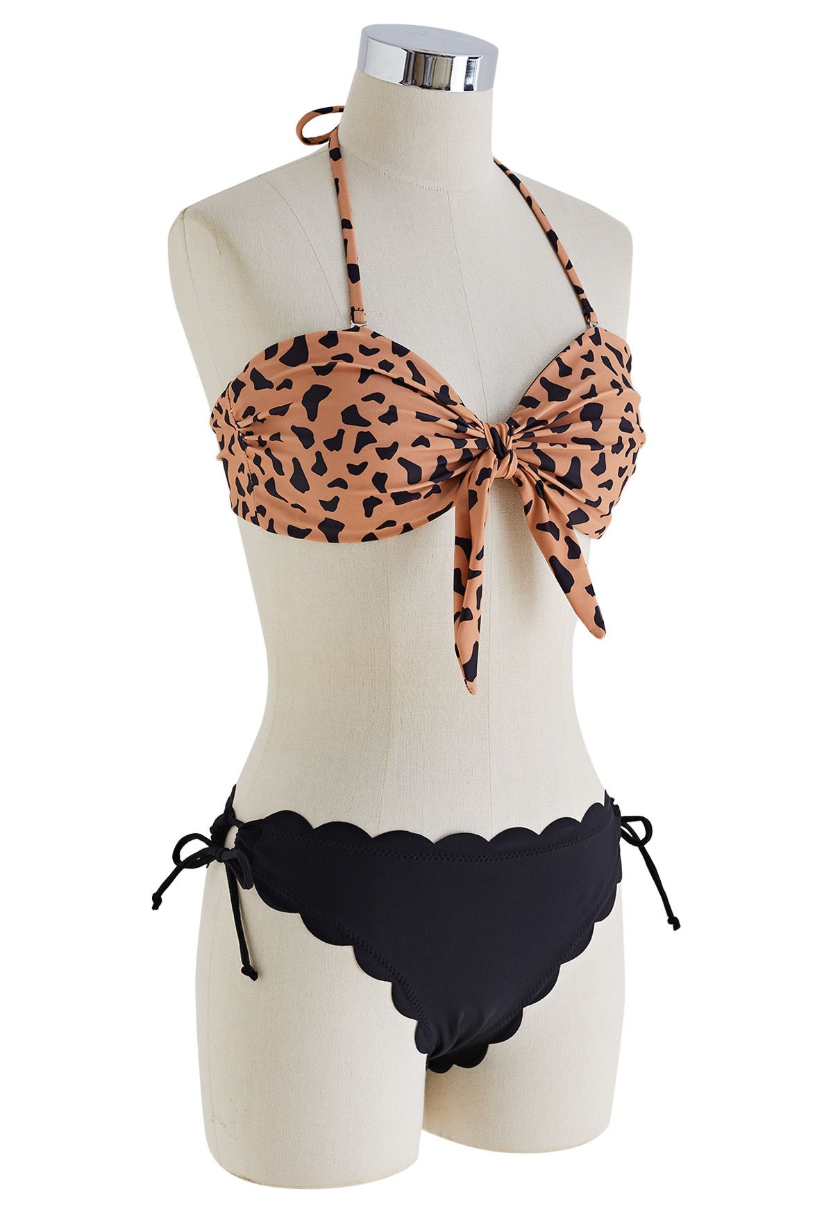 Ensemble de bikini nœud papillon imprimé tigre sauvage