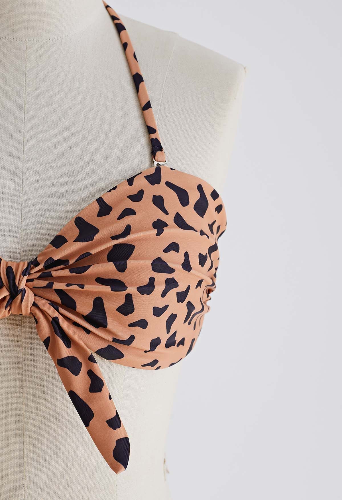 Ensemble de bikini nœud papillon imprimé tigre sauvage