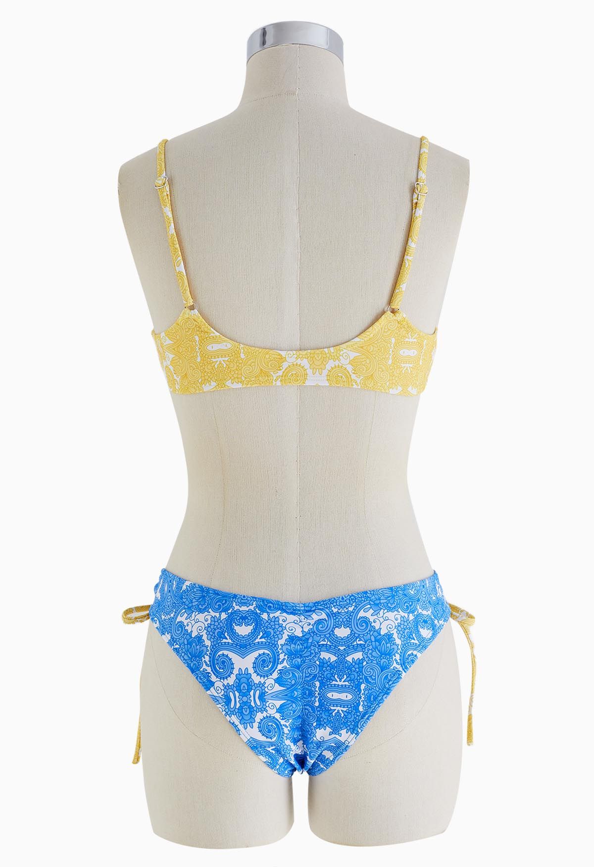 Ensemble de bikini à motif cachemire color block