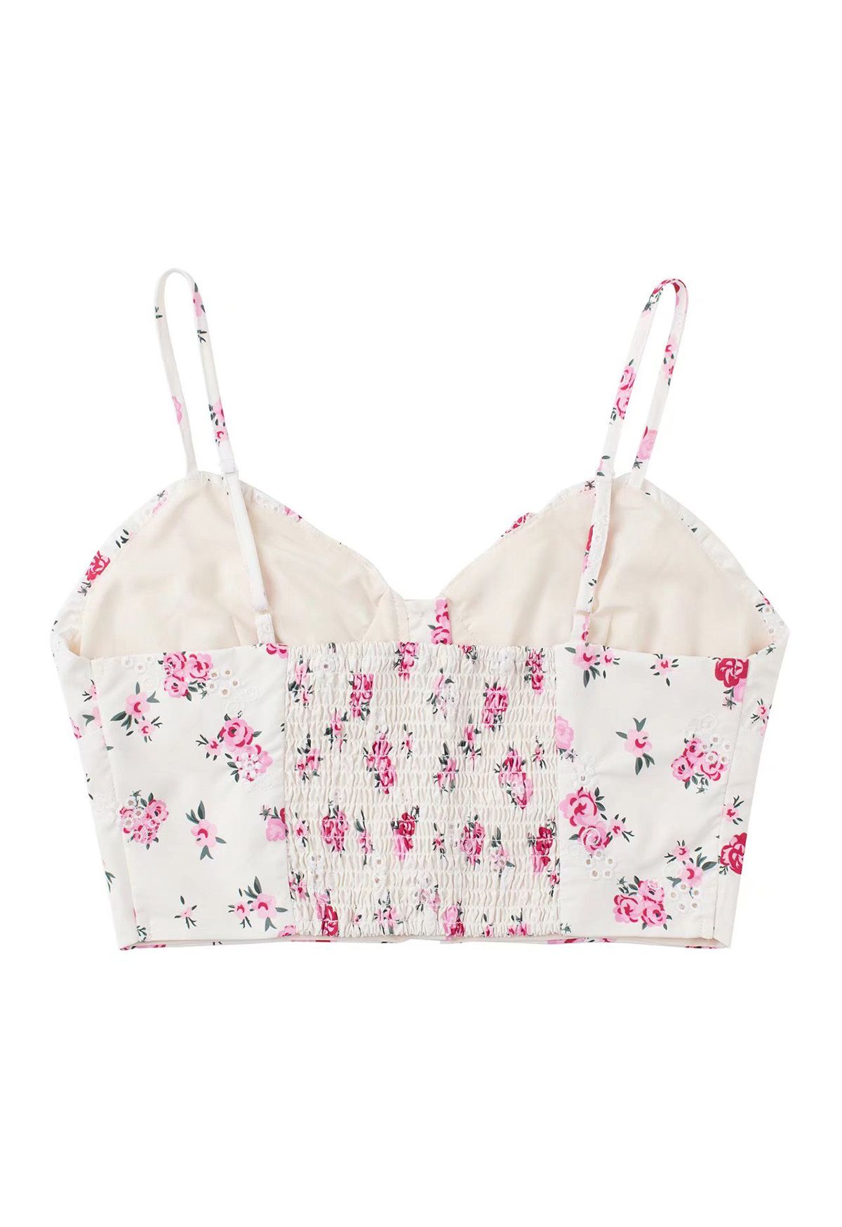 Crop top bustier fleuret brodé à œillets