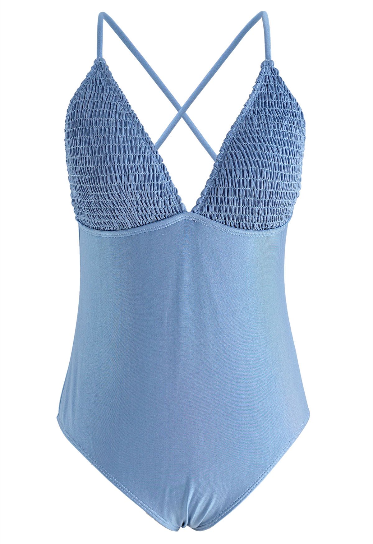 Maillot de Bain Buste Froncé Bleu Brillant