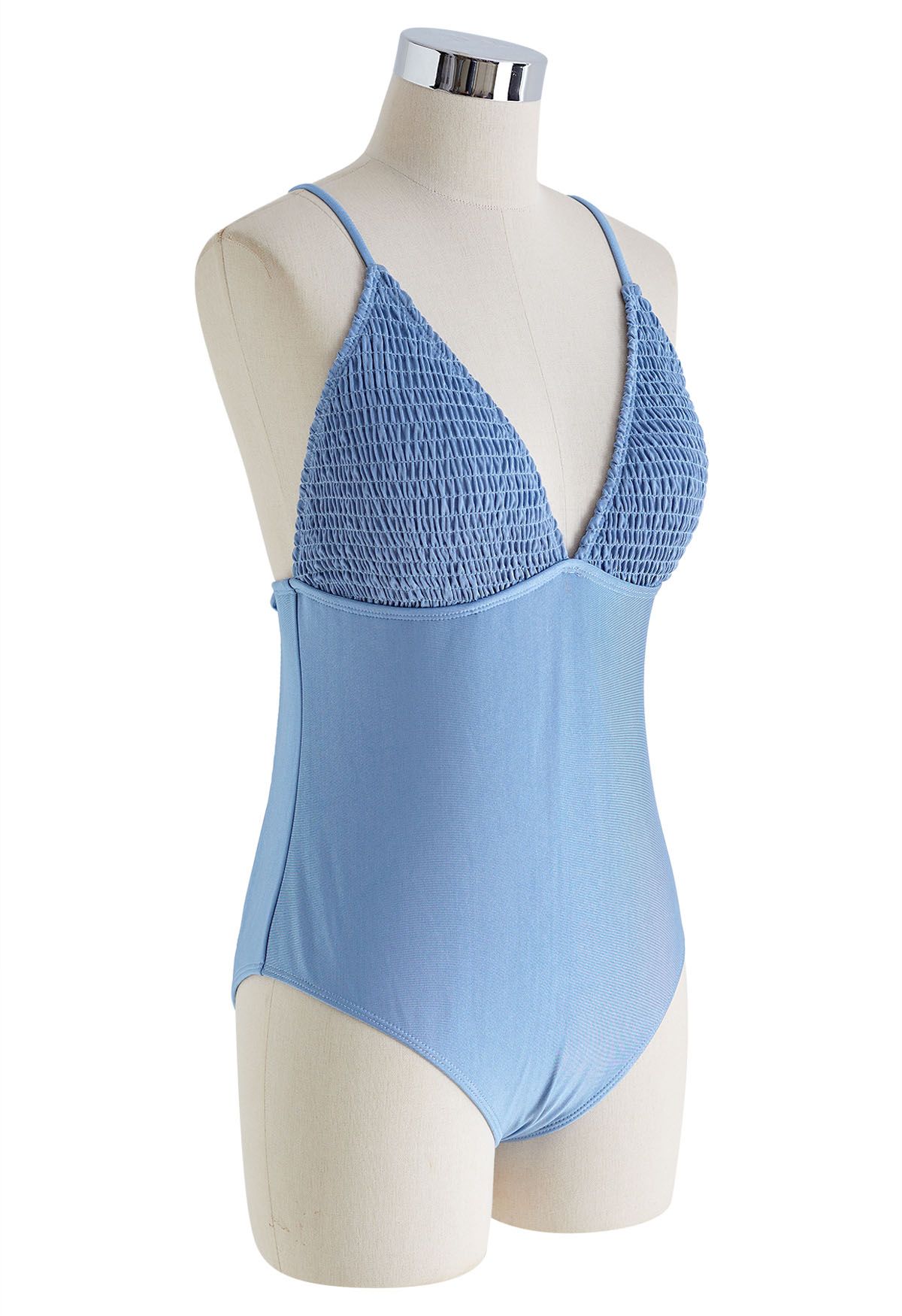 Maillot de Bain Buste Froncé Bleu Brillant