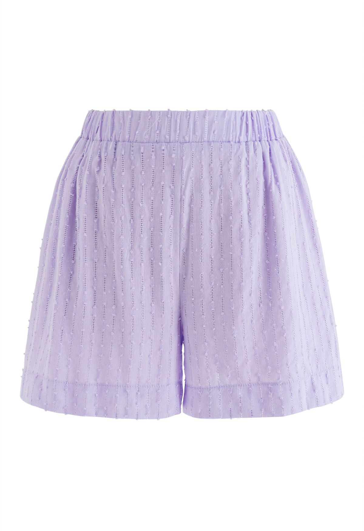 Ensemble décontracté avec chemise surdimensionnée à œillets et short en lilas