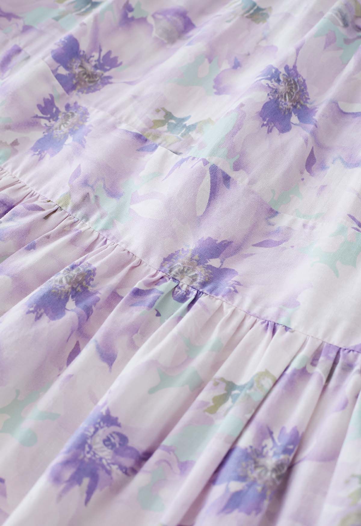 Robe longue lilas à bretelles nouées