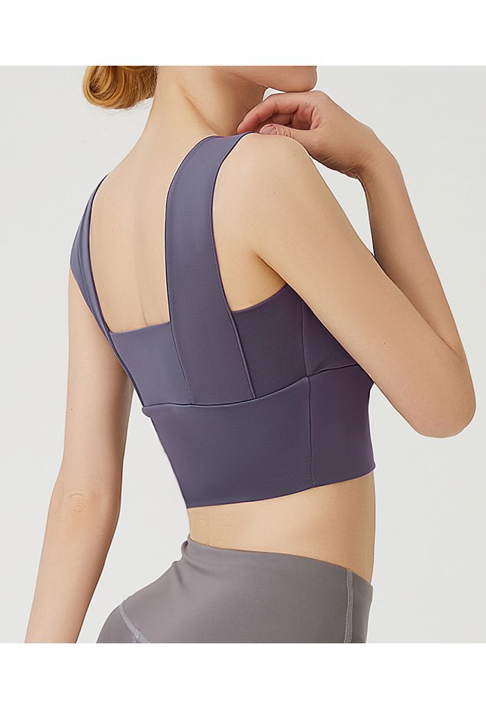 Soutien-Gorge de Sport pour Impact Moyen avec Coutures à Bretelles en Violet