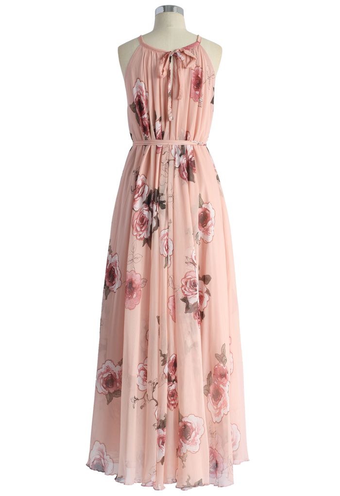 Roses Panachées Robe Longue