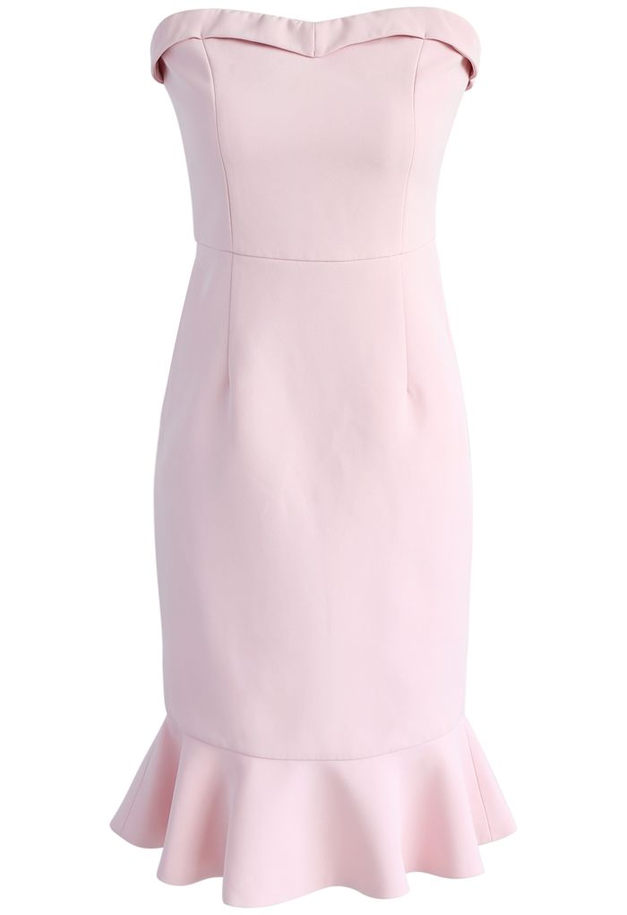 Robe simple moulante sophistiquée sans bretelles en rose