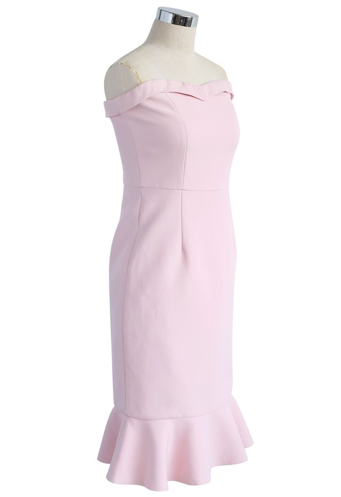 Robe simple moulante sophistiquée sans bretelles en rose