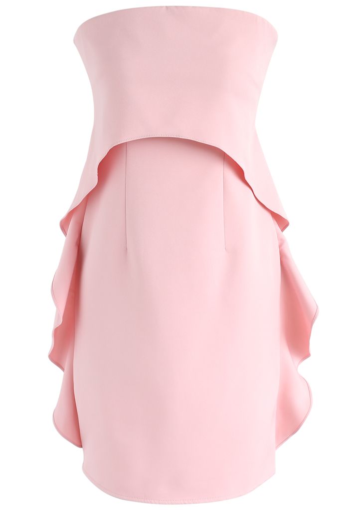 Robe bustier élégante à volants en rose