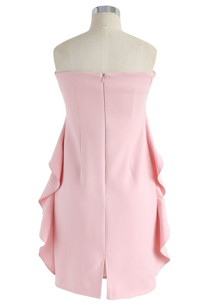 Robe bustier élégante à volants en rose