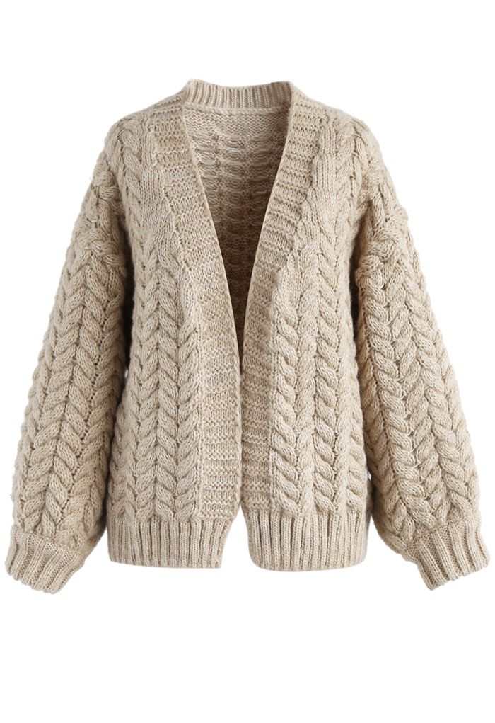 Joli à tricoter votre cardigan épais couleur sable