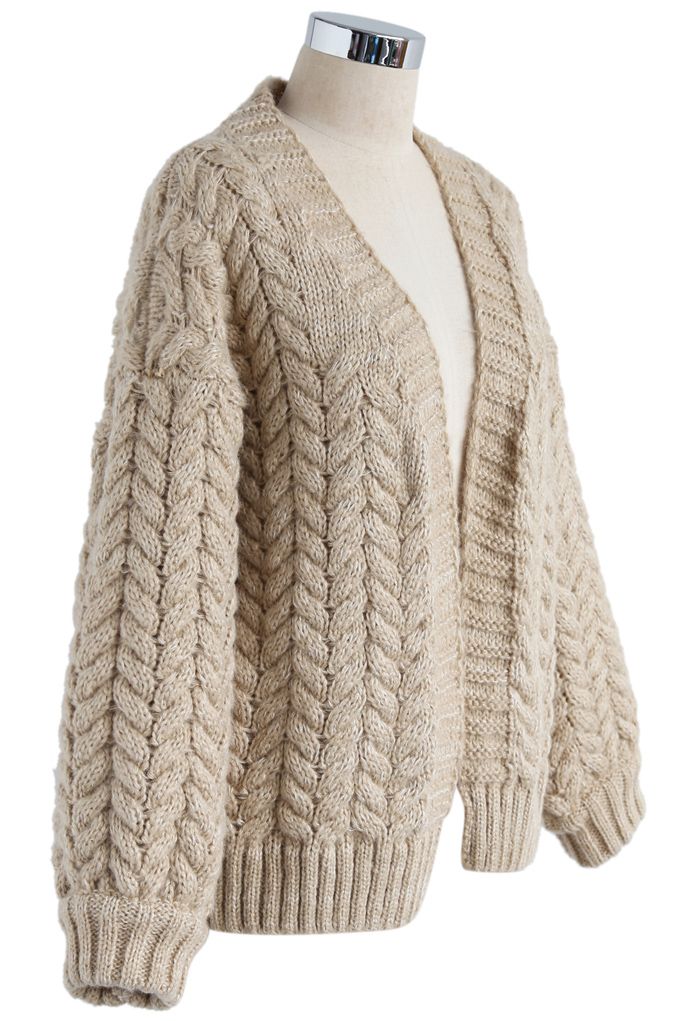 Joli à tricoter votre cardigan épais couleur sable