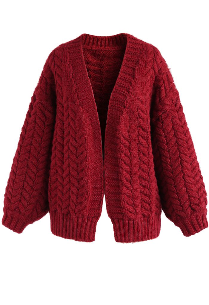 Joli à tricoter votre cardigan épais rouge