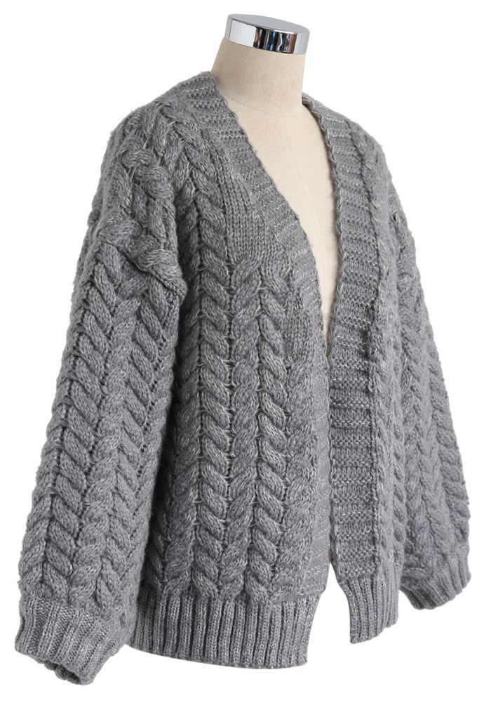 Joli à tricoter votre cardigan épais gris