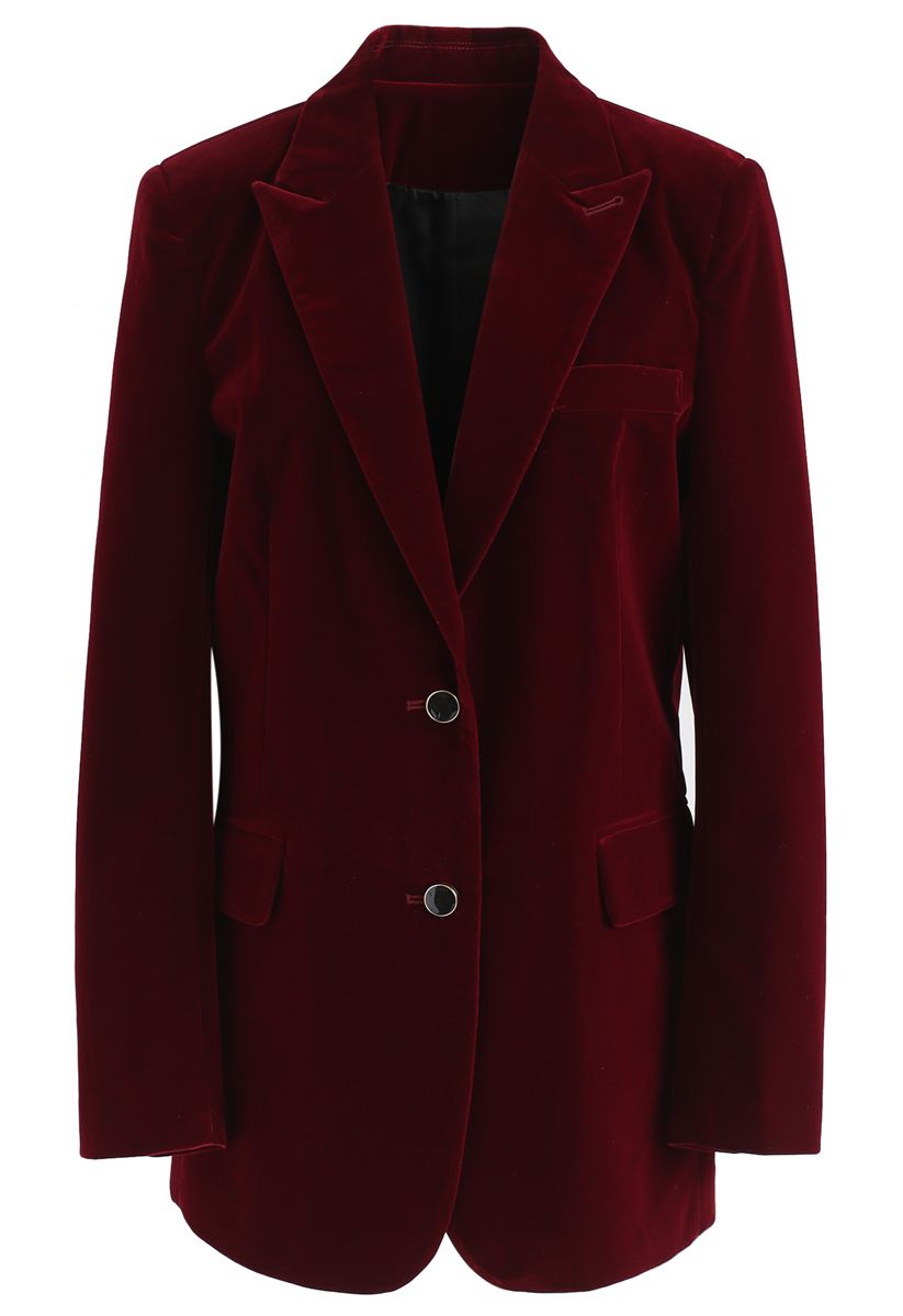 Élégant Blazer en Velvet vin rouge 