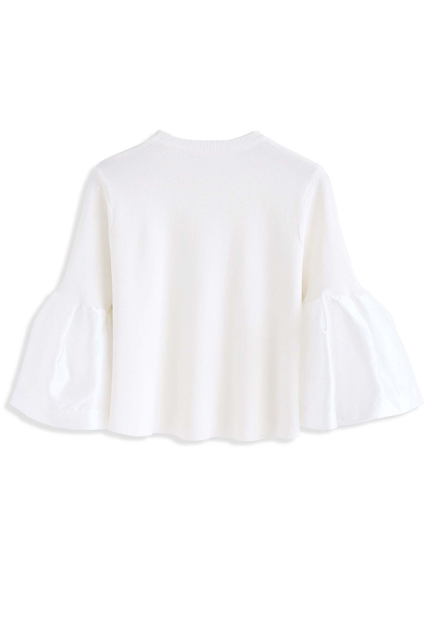 Le plus noble pull court à manches cloche en blanc