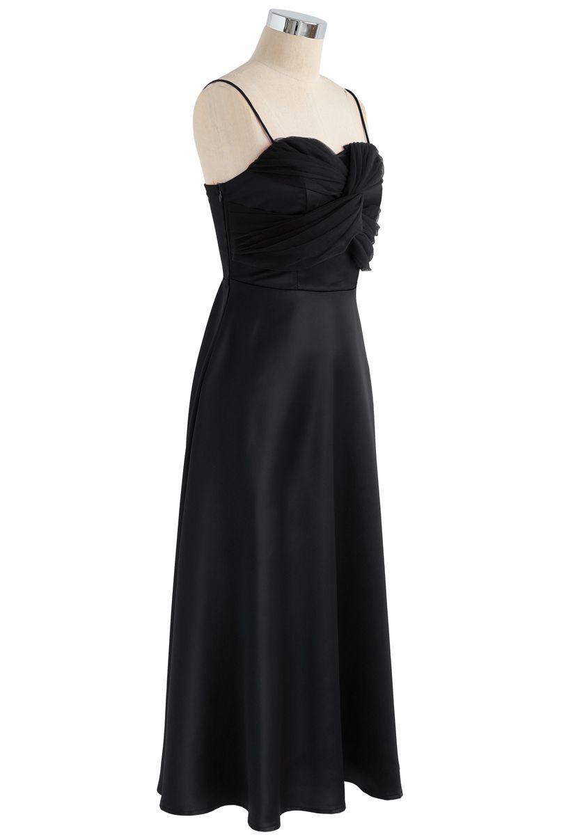 Silkiness Sweetheart Cami Dress en Noir