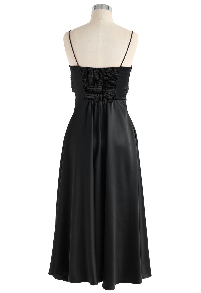 Silkiness Sweetheart Cami Dress en Noir