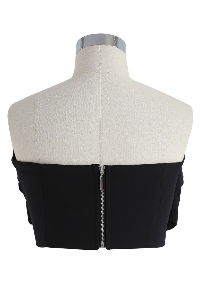 Top Noeud Bustier en Noir