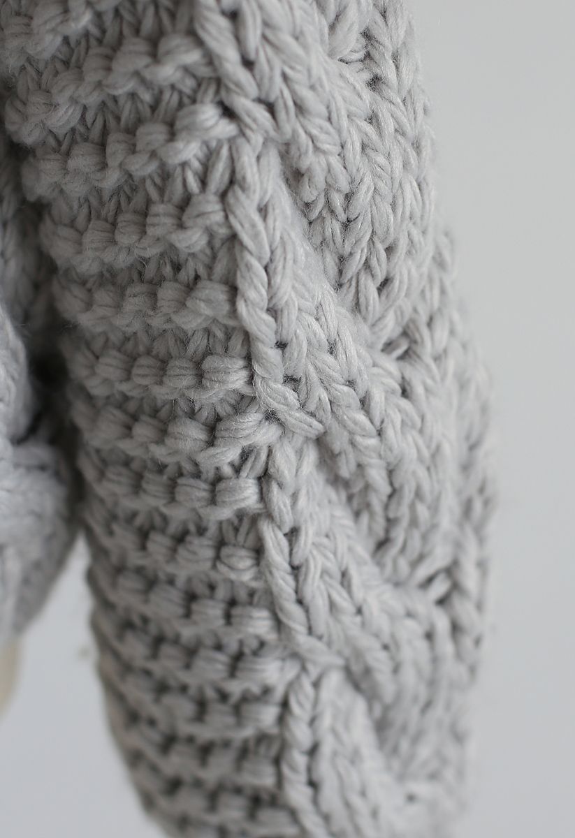 Cardigan épais à capuche gris