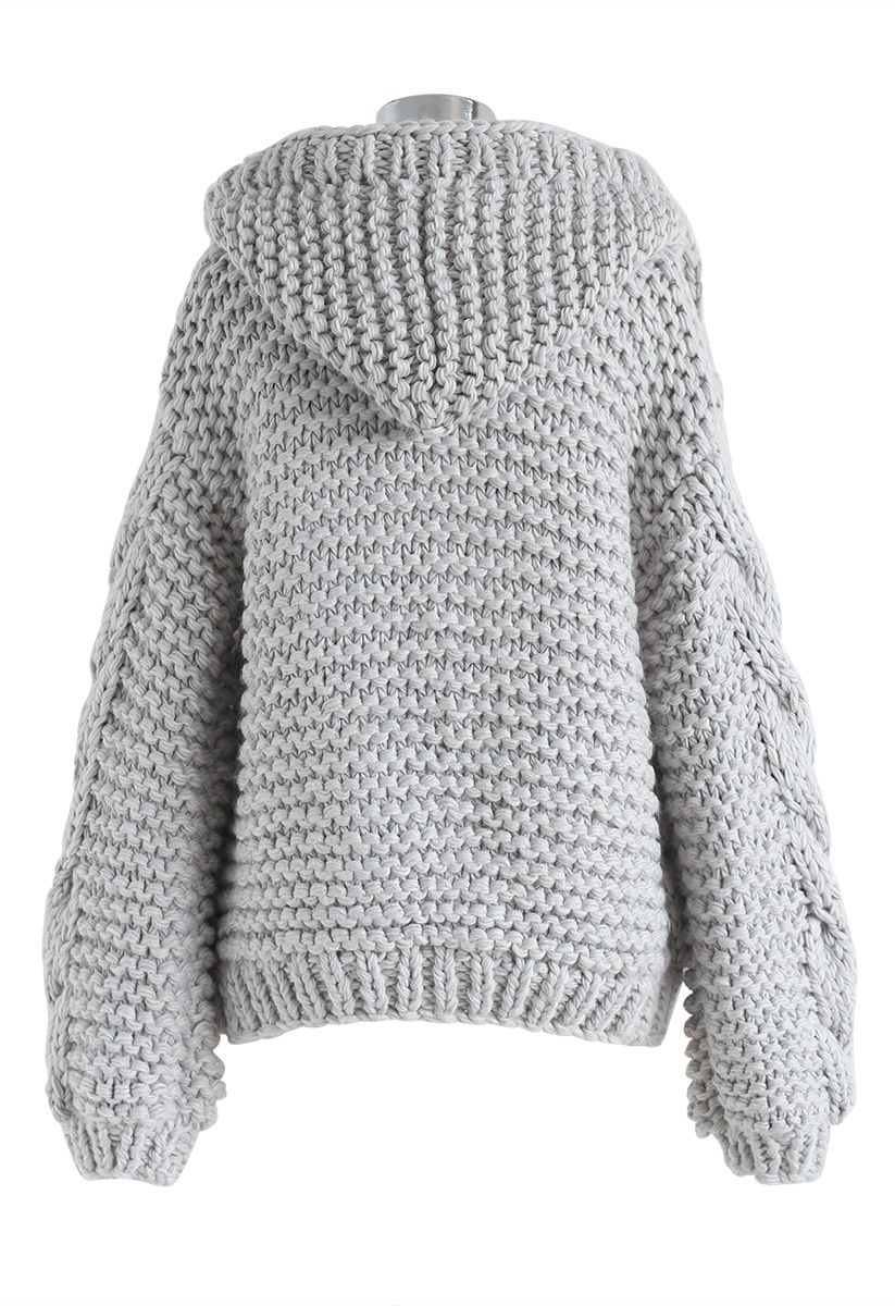 Cardigan épais à capuche gris