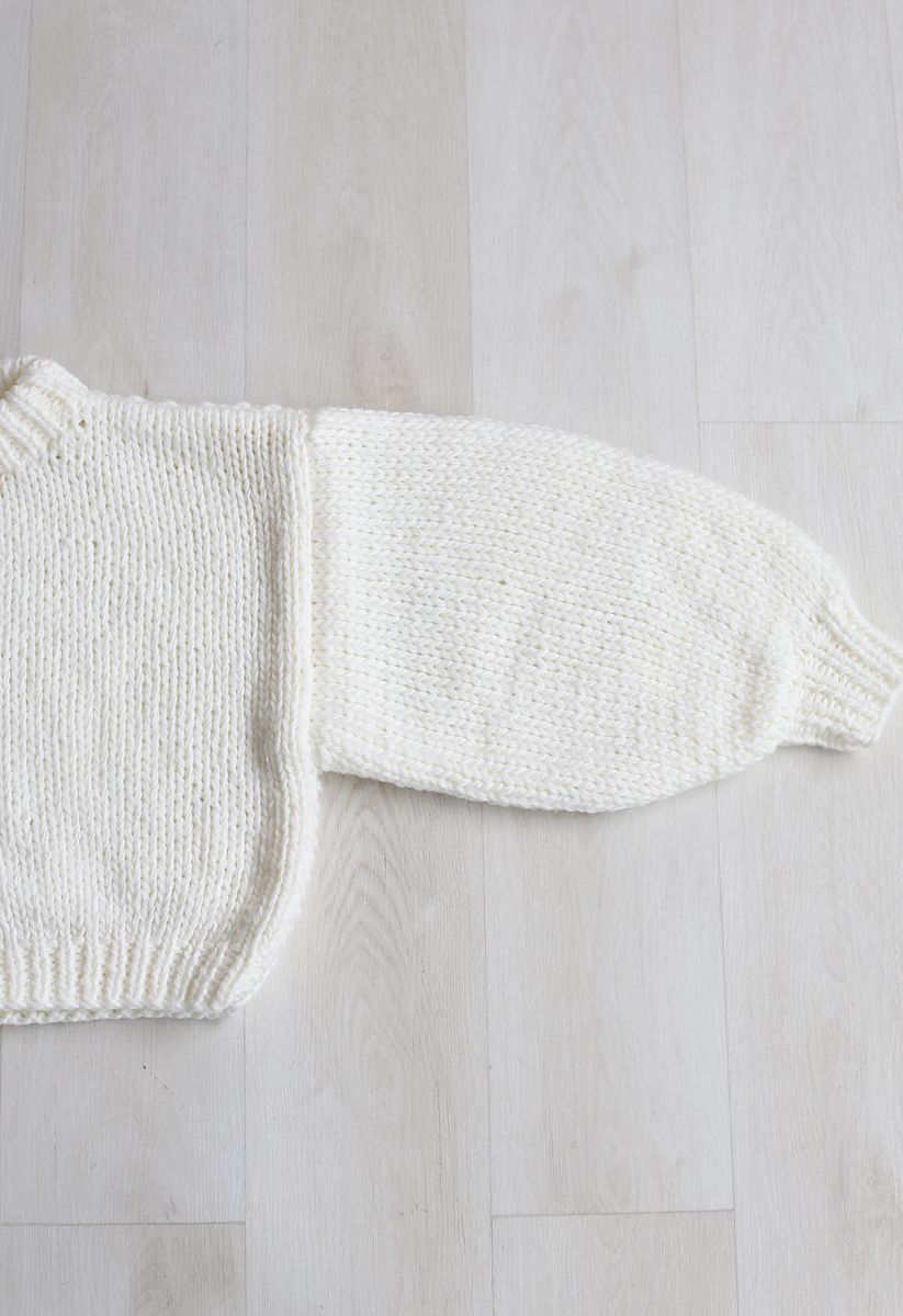 Chunky Chunky Pull court à manches bouffantes blanc