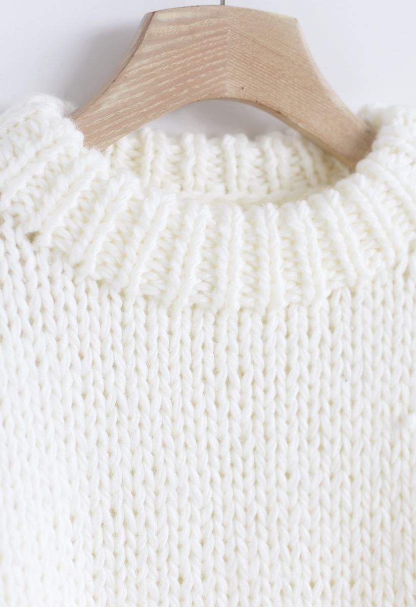 Chunky Chunky Pull court à manches bouffantes blanc