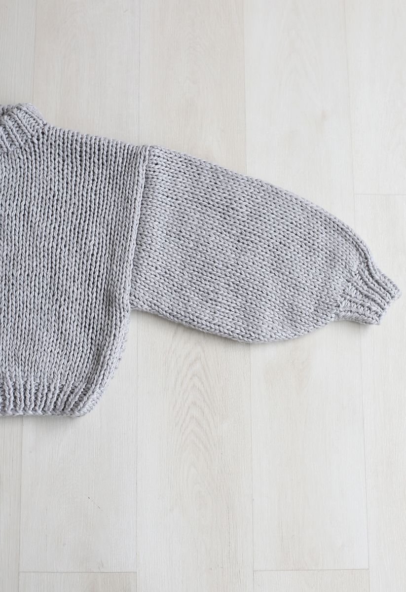 Chunky Chunky Pull court à manches bouffantes gris