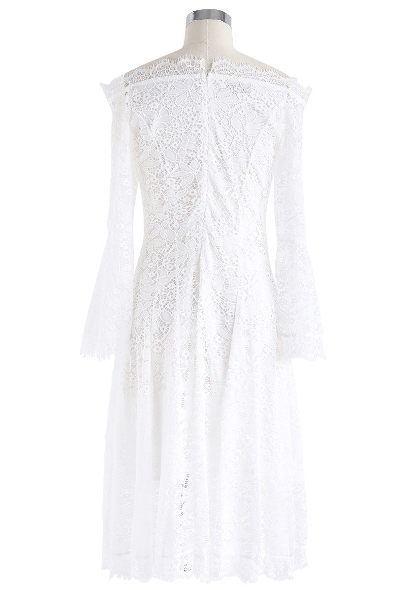 Souviens toi de moi Robe en dentelle à épaules dénudées Blanc