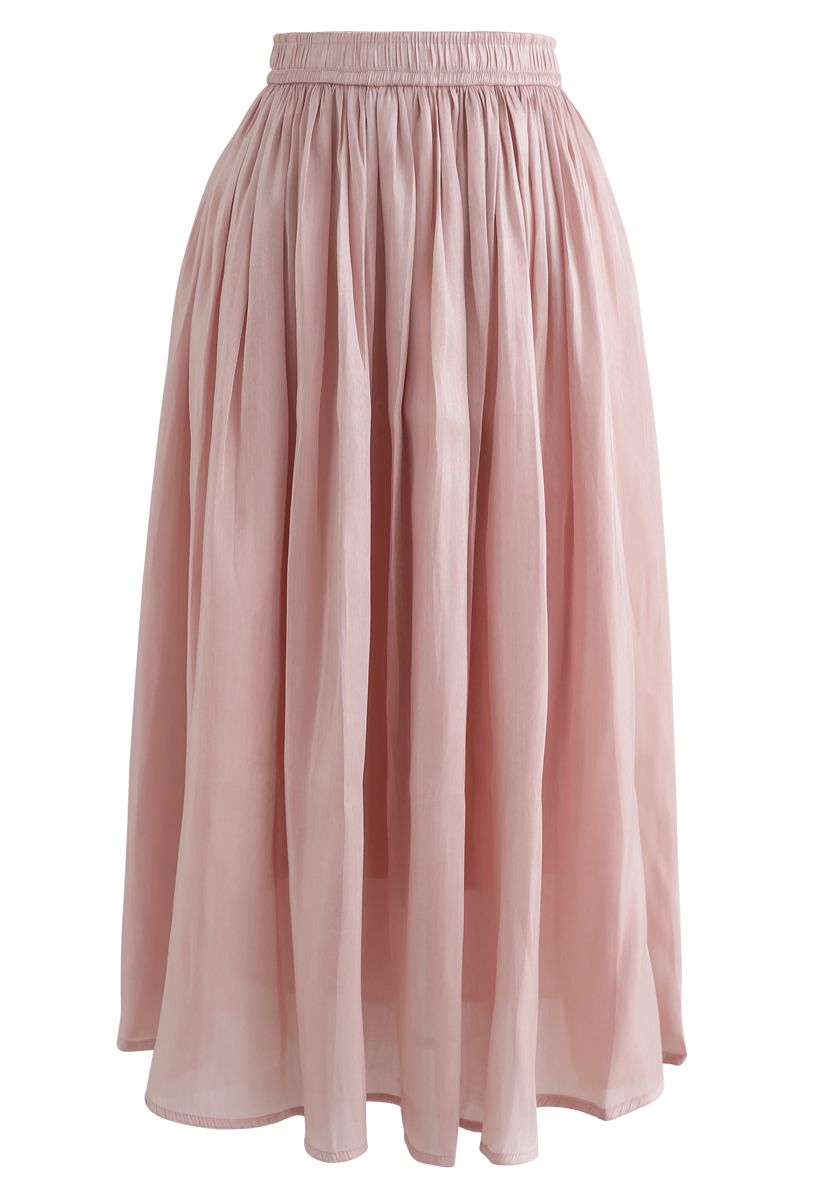 Jupe midi plissée Sleek Beauties en rose