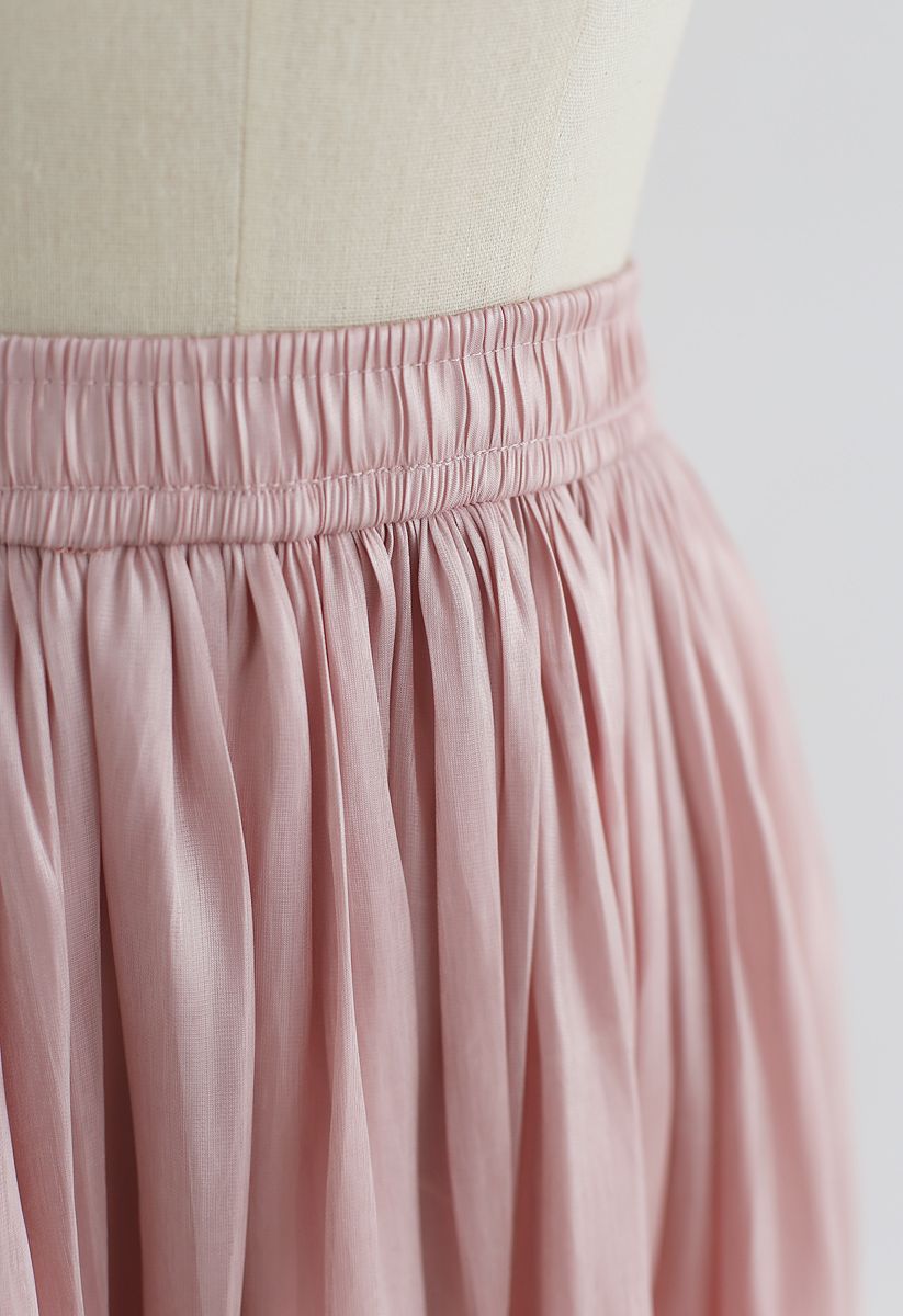 Jupe midi plissée Sleek Beauties en rose