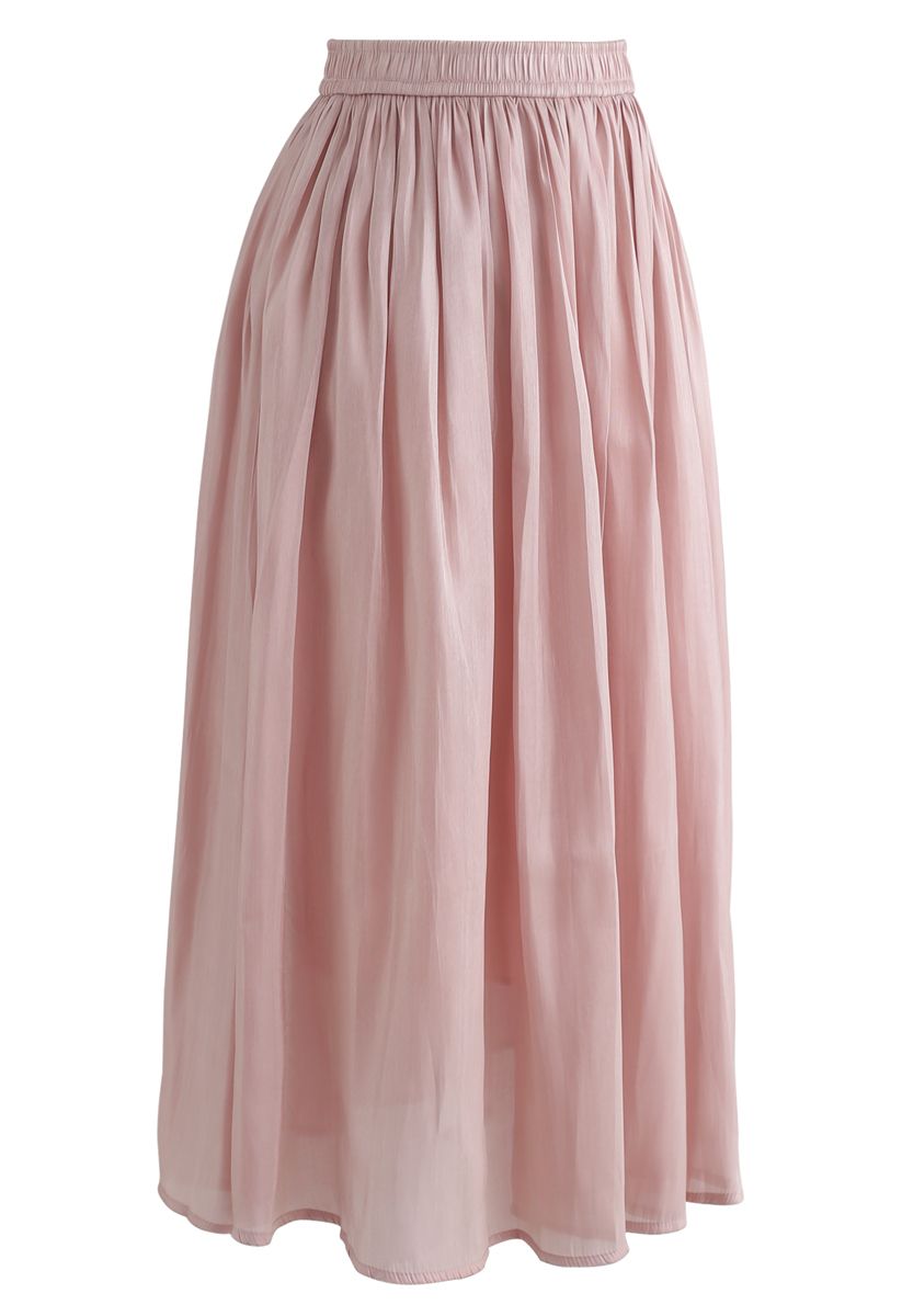 Jupe midi plissée Sleek Beauties en rose