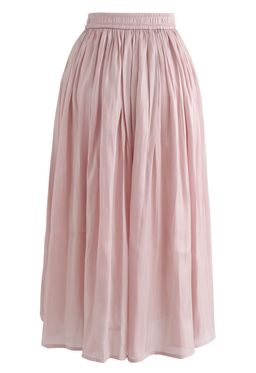 Jupe midi plissée Sleek Beauties en rose