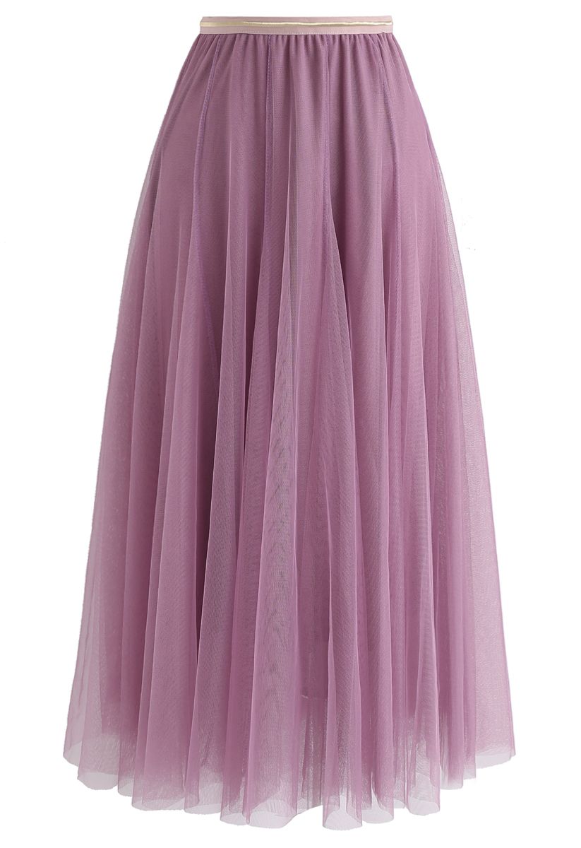 Jupe mi-longue en tulle My Secret Weapon en lilas