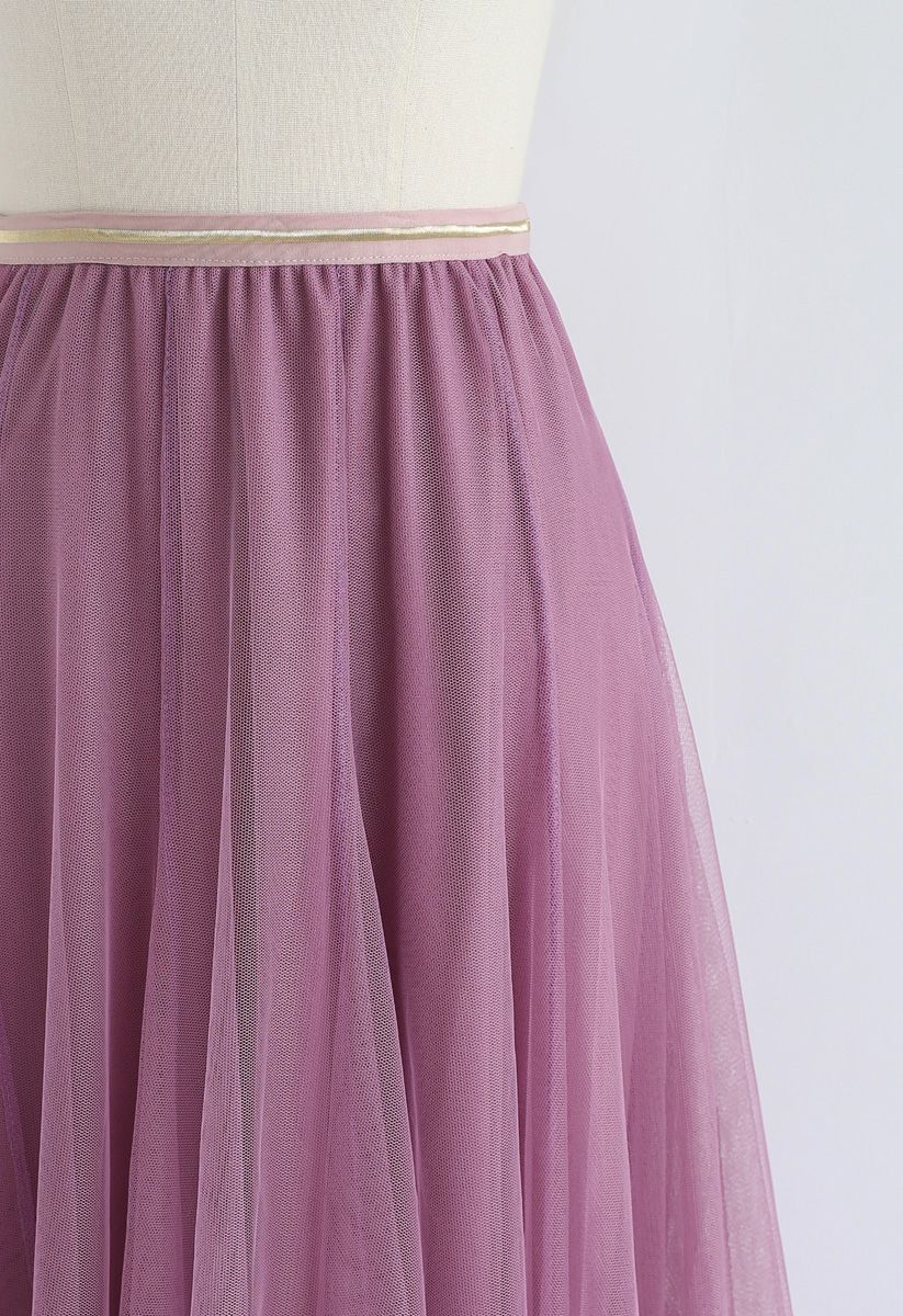 Jupe mi-longue en tulle My Secret Weapon en lilas