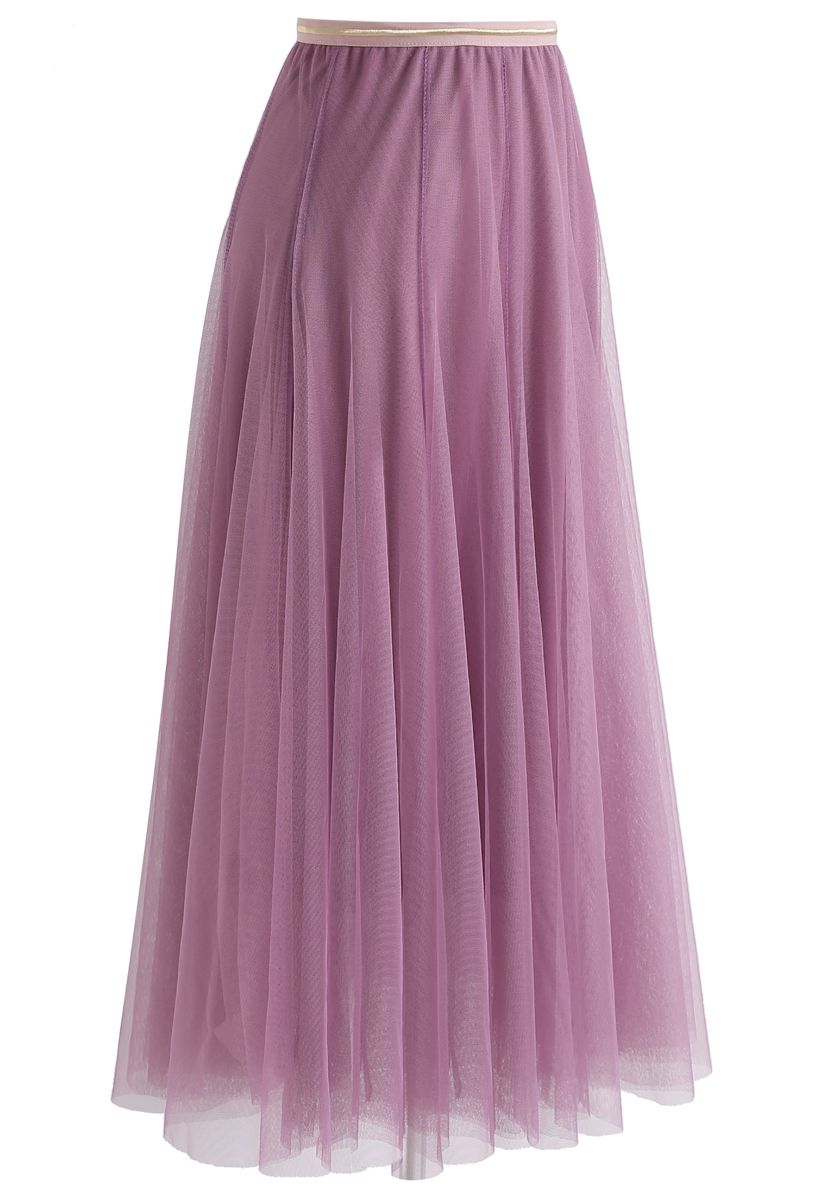 Jupe mi-longue en tulle My Secret Weapon en lilas