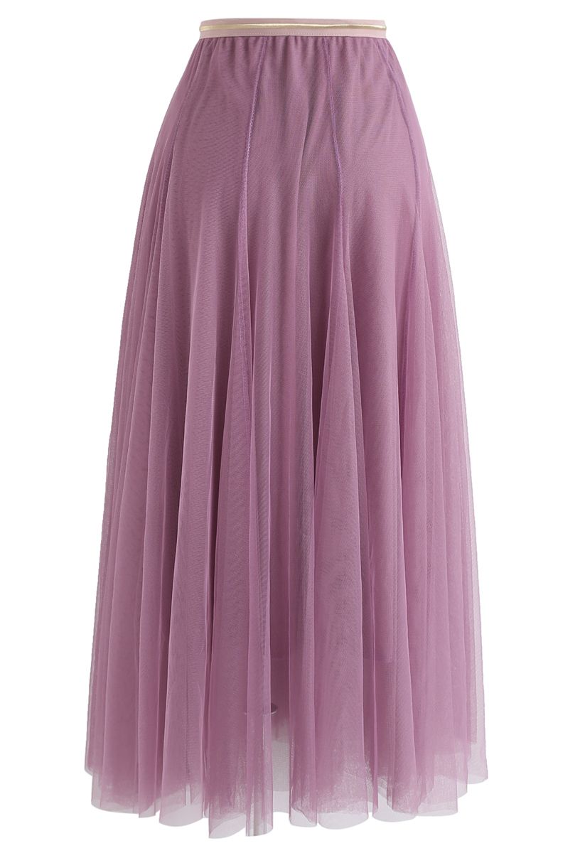 Jupe mi-longue en tulle My Secret Weapon en lilas