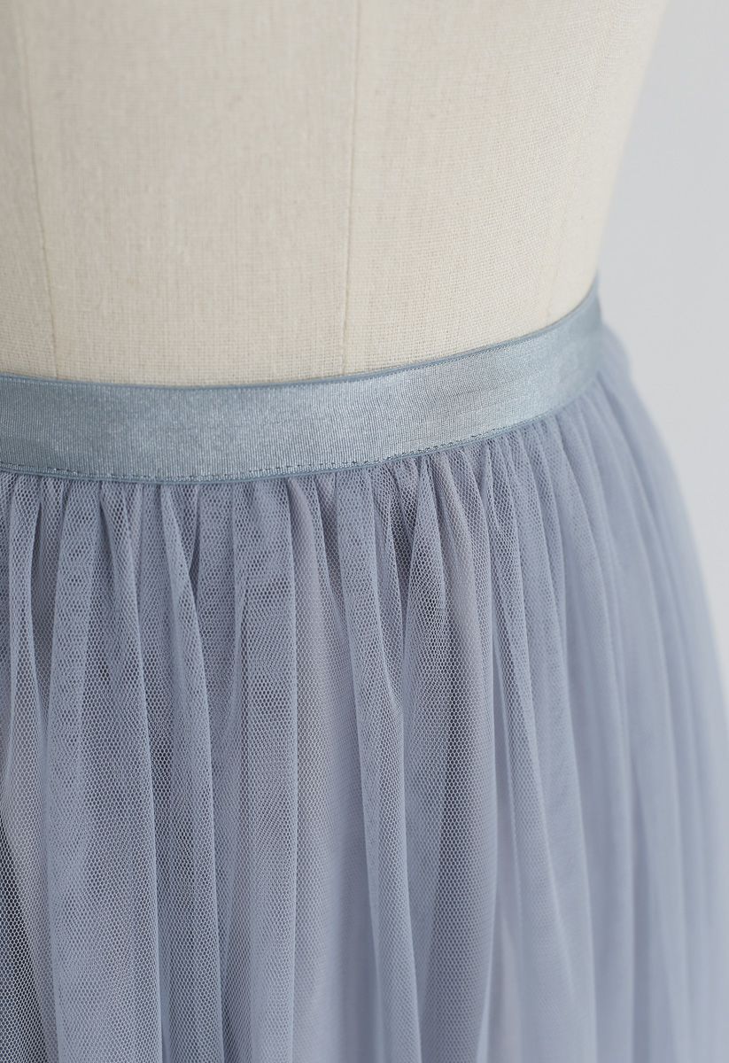 Je ne peux pas Soit Allez sur Jupe en tulle à mailles en bleu poussière