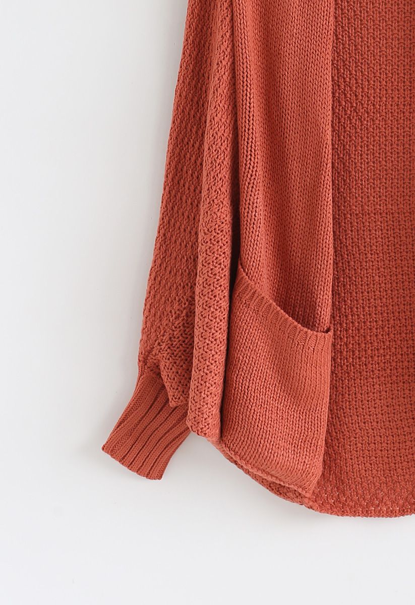 Cardigan en tricot drapé ouvert sur le devant en corail