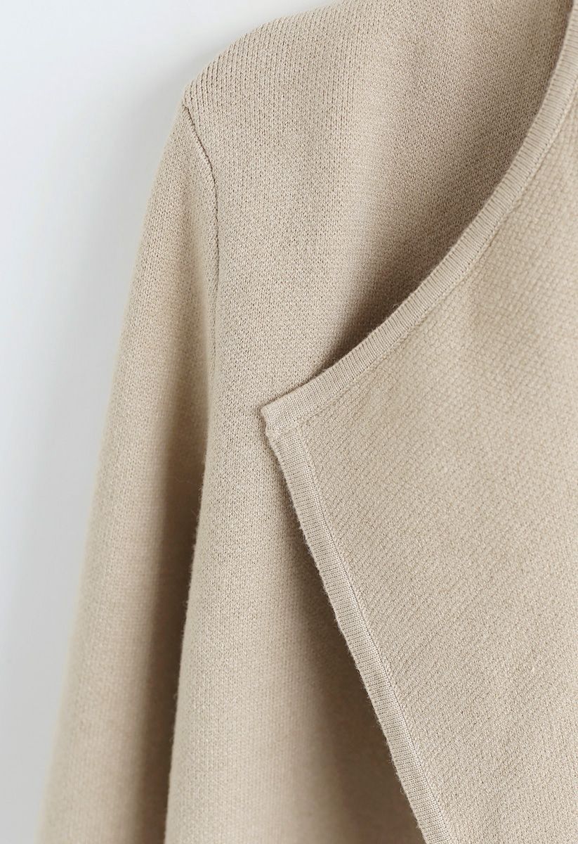 Manteau en tricot chic ouvert sur le devant en beige clair