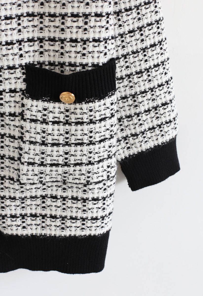 Cardigan en Tricot avec Poches et Boutons en Blanc